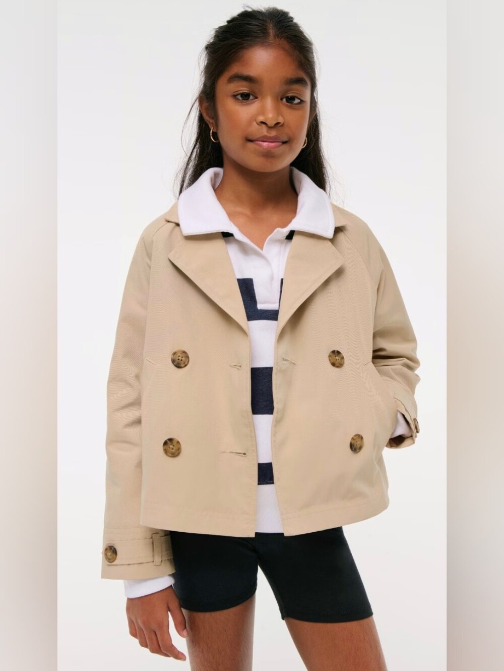 Abercrombie Kids Girls Cropped Trench Coat Size 17/18